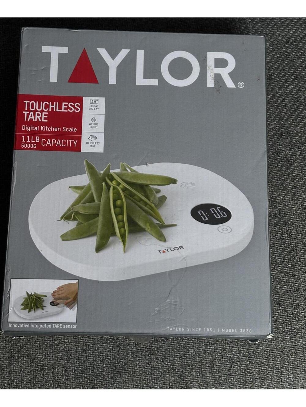 Taylor Touchless Tare Digital Kitchen Scale 11 lb Capacity White